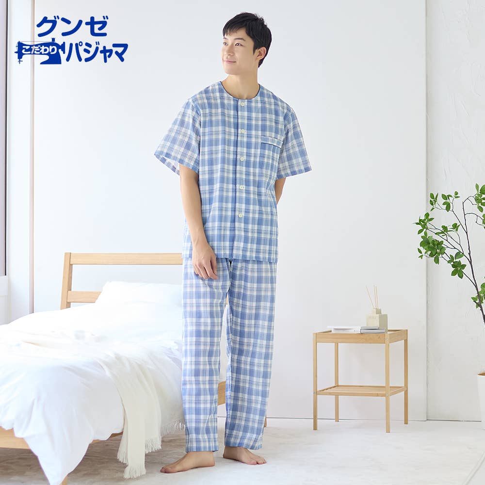 綿100% 布帛 パジャマ 半袖長パンツ【SALE】